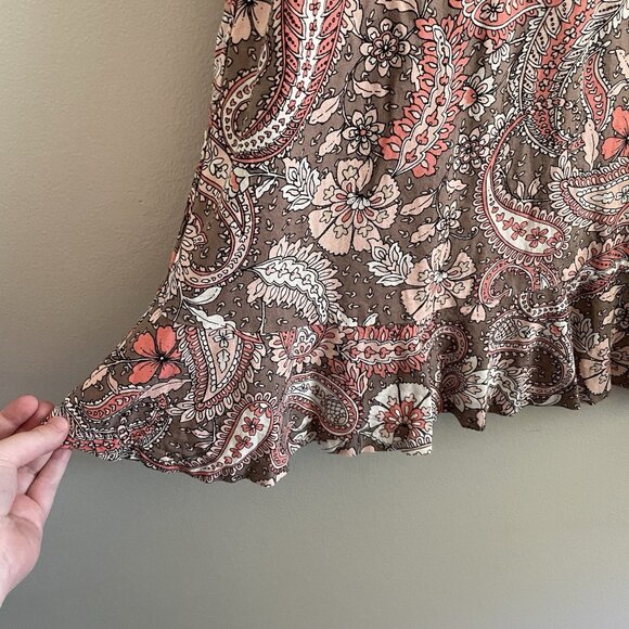 Tommy Hilfiger Women 4P Paisley Linen Blend Sleeveless Ruffle Hem Shift Dress - Picture 5 of 12